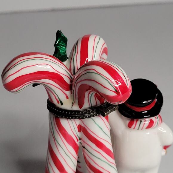 Festive Snowman with Candy Canes Ceramic Figurine - Picture 8 of 10